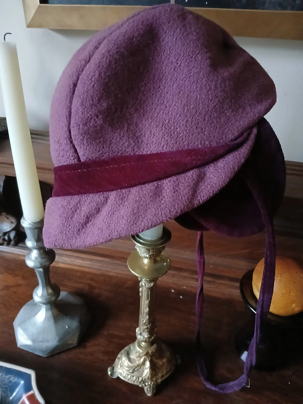 Rothschild Girls' Purple Pea Coat with Floral Embroidery And Hat